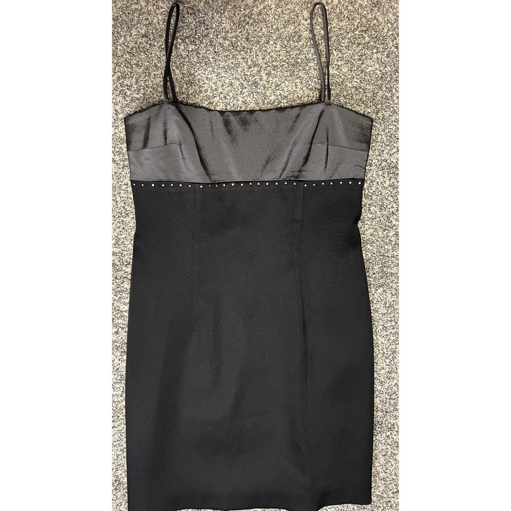 VTG Laundry by Shelli Segal Black Mini Dress NWT Size 2 90s Y2K Satin - Picture 13 of 16